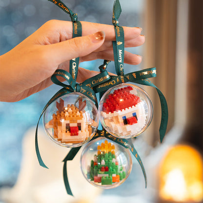 Celebrate the holidays creatively with our holiday building blocks set! Assemble a Christmas tree, Santa Claus, snowman, and reindeer while using the included globes as decorations or portable keychains. Fun for all ages this season!