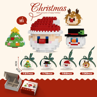 Celebrate the holidays creatively with our holiday building blocks set! Assemble a Christmas tree, Santa Claus, snowman, and reindeer while using the included globes as decorations or portable keychains. Fun for all ages this season!