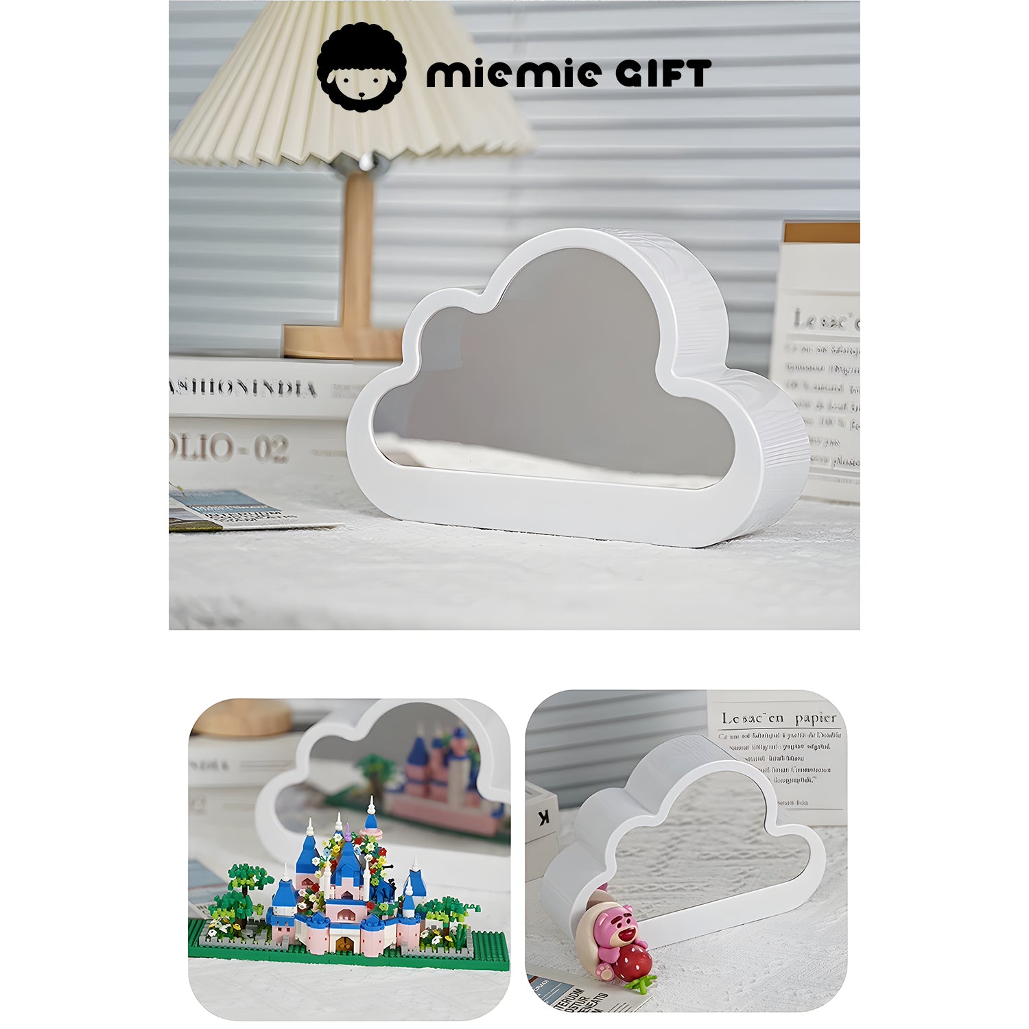 A cloud-shaped DIY nightlight in mirror mode, featuring a minimalistic design and versatile functionality