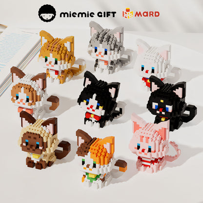 A collection of 9 adorable head-shaking cat brick toys, including popular designs like Orange Cat, Silver Tabby, Ragdoll, Black Cat, and more. Perfect DIY creative toys for cat lovers, offering both sitting and lying pose options with dynamic head movement.






